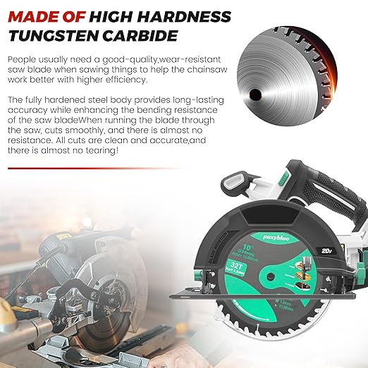 Puxyblue 2 Pack 10 Inch 32&60T Circular Saw Blade with 5/8" Arbor, TCT Trim Saw Blade for Wood, Plastic and Composite Materials