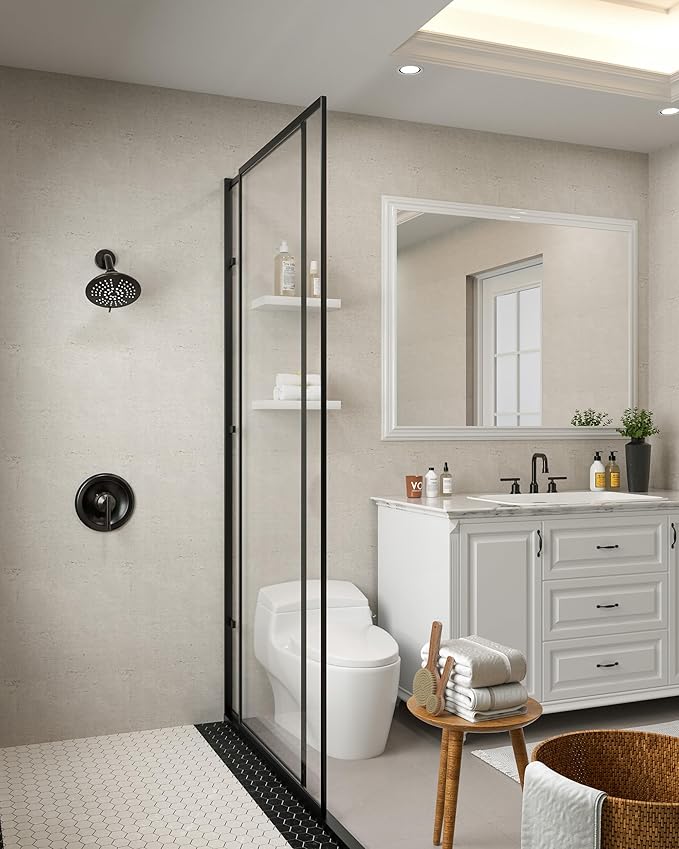 Bathroom Shower Faucet Set Bronze: WOWOW Shower Combo Set with 6-Inch Rain Shower Head, Single Handle Shower Trim Kit Modern Shower System High Pressure (Valve Include)