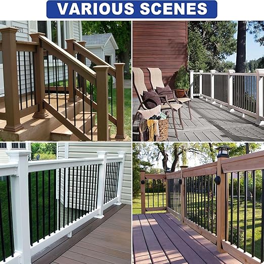 100 Pack 36" Aluminum Deck Balusters Round Black Deck Railing Stair Porch Staircase Spindles 3/4" Diameter Balusters Outdoor