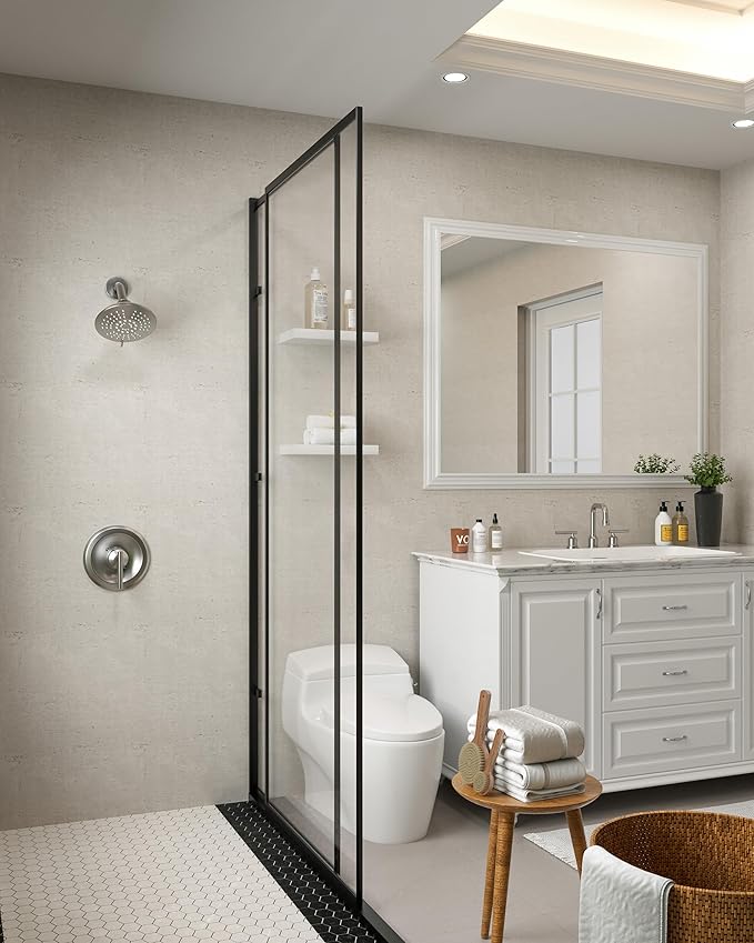 Shower Faucet Set Brushed Nickel: WOWOW Bathroom Shower System with 6-Inch Rain Shower Head, Single Handle Shower Trim Kit Combo Set High Pressure (Valve Include)
