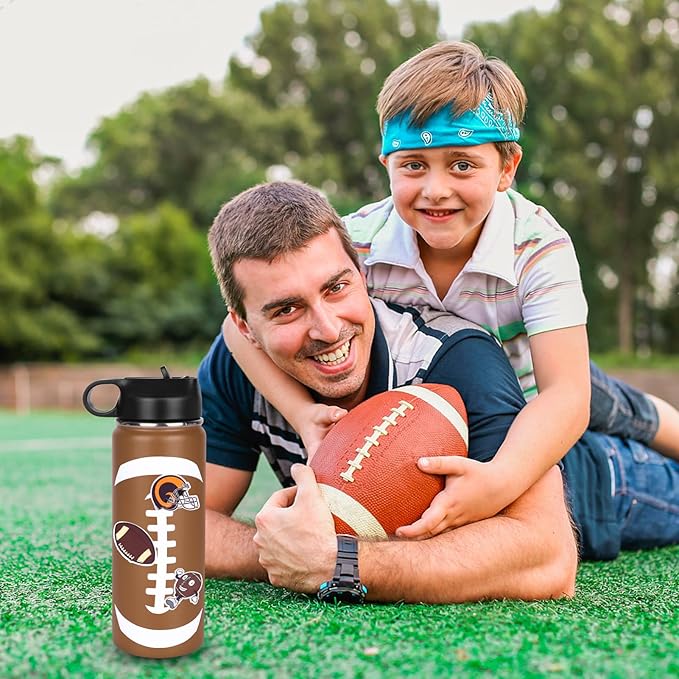 Football Gifts for Boys 6-8 8-12 12-14,Football Water Bottles and 50PCS Stickers Dirp Stuff for Kid Player Lovers(18OZ)