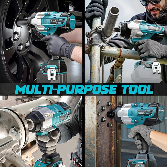Cordless Impact Wrench 1/2" Compatible with Makita 18v Battery, 1700 Ft-lbs High Torque Impact Driver with 6Pcs Sockets & Storage Case, Brushless Electric Impact Gun with 4 Modes & LED Light