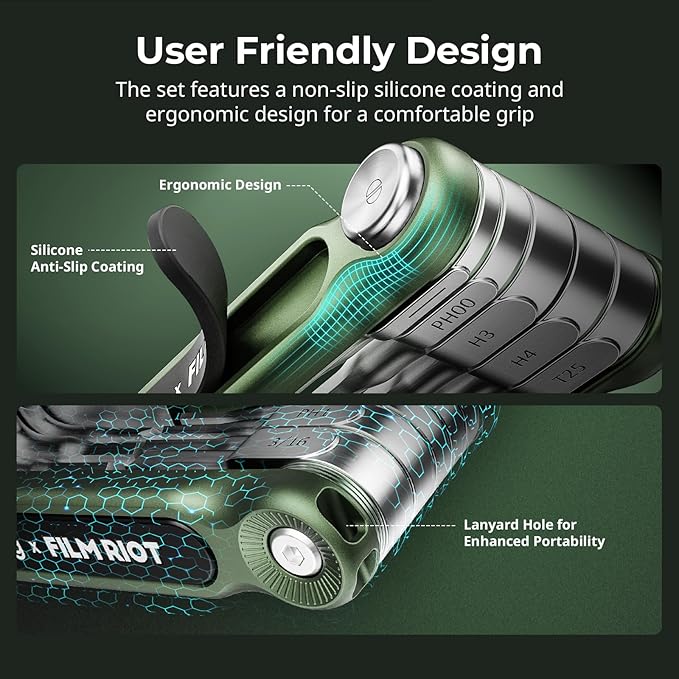 SmallRig x FILM RIOT 10-in-1 Folding Tool Set with Screwdrivers and Hex Key Wrenches, Multiple Angle Positioning, Portable and Compact Design (Green) - 4814