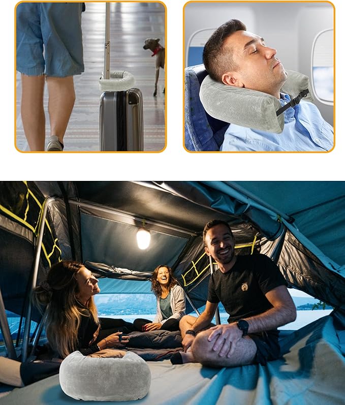 Stuffable Travel Neck Pillow for Extra Luggage Clothes Adjustable U-Shapes Airplane Plane Travel Pillow Storage Bag Adjustable Neck Size Travel Essentials Multifunctional Sleeping Rest Cushion