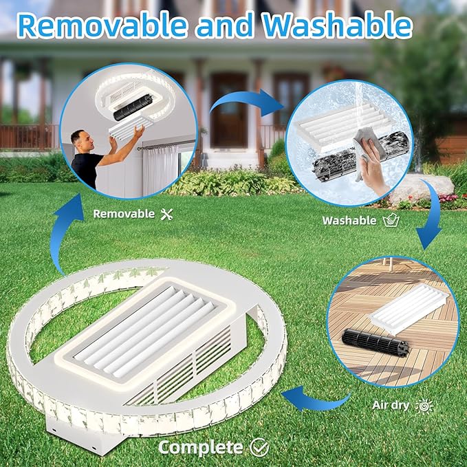 NicBex Ceiling Fan 22 Inch Modern Ceiling Fans with Lights Bladeless Ceiling Fan with Remote Control Round Ceiling Fans with Reversible Motor for Bedroom, Living Room, White