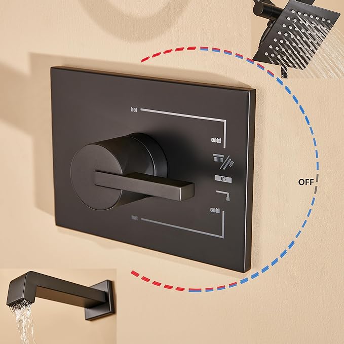 Shower Faucet Set, Shower Heads with Handheld Spray Combo and Tub Spout, All Metal Shower Head Combo and 3-Way Diverter,Black Shower Head and Handle Set