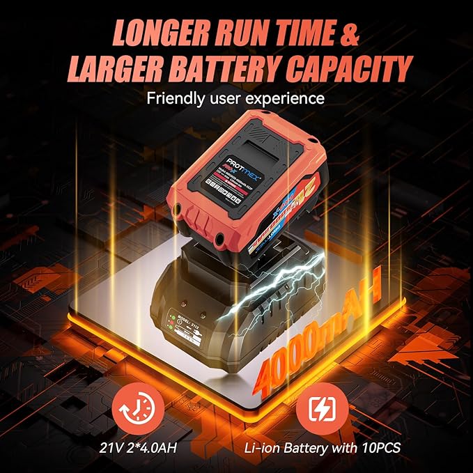 900Ft-lbs (1200N.m) Impact Wrench, 1/2" Cordless Impact Driver, 21V High Torque Power Impact Gun - 2x4.0Ah Batteries, Variable Speeds Brushless Impact Motor for Pickup Truck/Family Car (Orange Red)