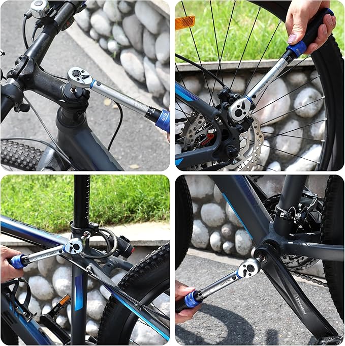 WORKPRO 1/4-inch Drive Click Torque Wrench, Inch Pound Bike Torque Wrench Set, Dual-Range 20-240 in.lb / 2.3-27.1 N.m, Lightweight Aluminum Handle, 72-Tooth, 14 Pcs, Precision for Bicycle Maintenance