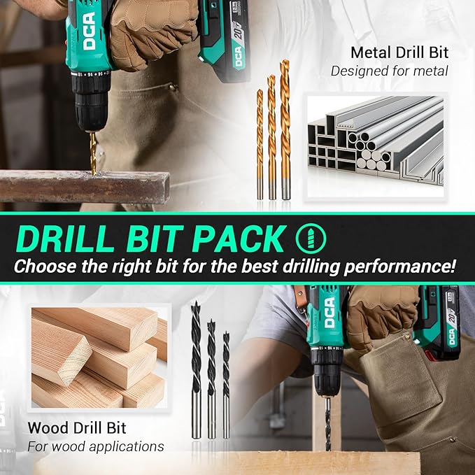 Cordless Drill Set, 336 in-lbs Torque, 3/8" Keyless Chuck, Electric Power Drill with 2.0Ah Battery and Charger,18+1 Position,25-Piece 20V Drill Driver Kit, ADJZ2035