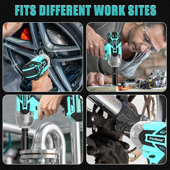 Cordless Impact Wrench Impact Driver Kit 1/2 Impact Gun 21V Brushless High Speed Torque 445 Ft-lbs Impact Drill, Electric Socket Wrenches 4.0Ah Battery Powered Half Inch Craftsman Power Tool Set