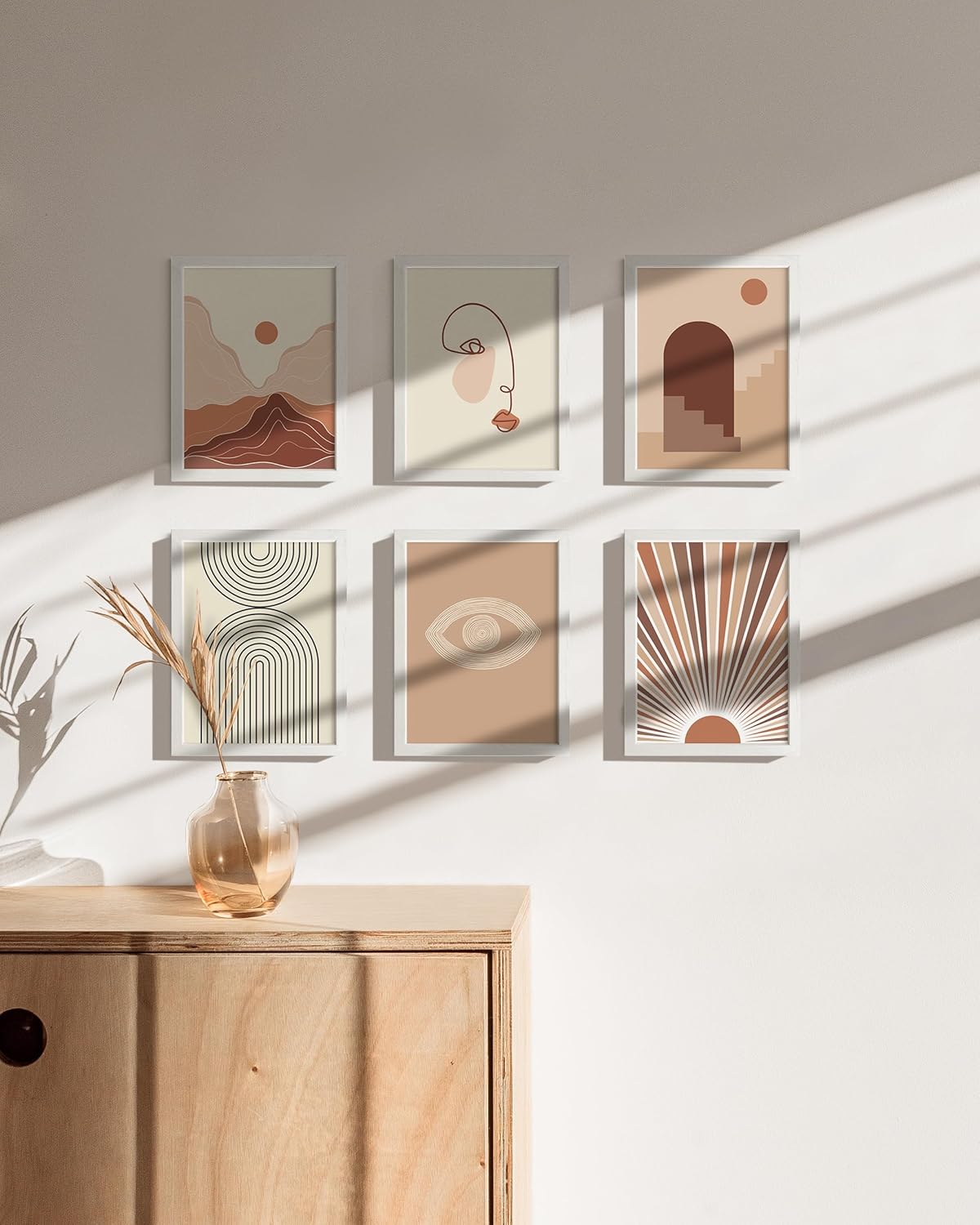 HAUS AND HUES 6x8 White Oak Wooden Picture Frame - Set of 6 6x8 Poster Frame - Premium Oak, Vertical Hang, Shatterproof Plexiglass - Ideal for Home, Room, Office (6x8-inch, White, Set of 6)