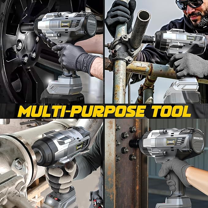 Cordless Impact Wrench 1/2 inch Compatible with Dewalt 20v Battery, 1700 Ft-lbs High Torque Impact Driver with 6Pcs Sockets & Storage Case, Brushless Electric Impact Gun with 4-Speed & LED Light