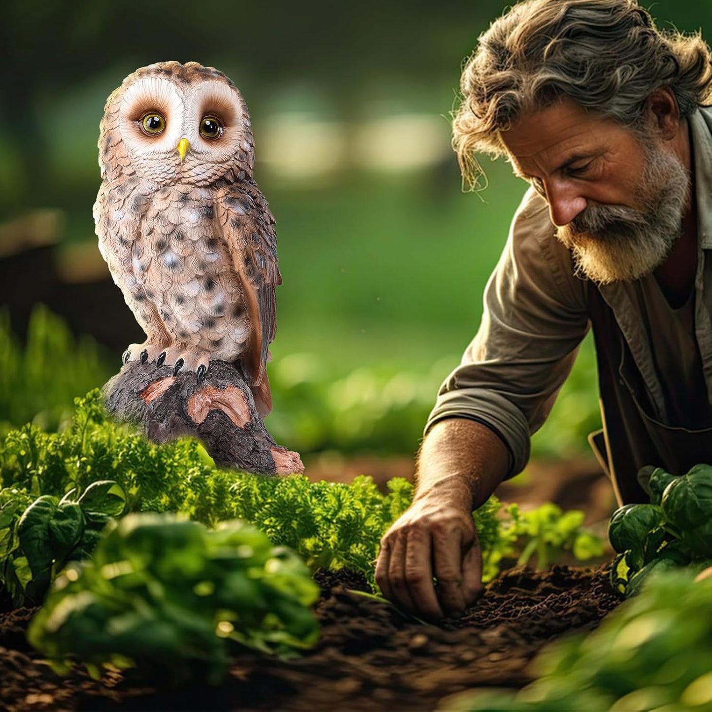 WONDER GARDEN Owl Statue Decor, Outdoor Resin Owl Figurine Sculpture for Home Porch Patio Lawn Yard Decorations or Housewarming Gifts