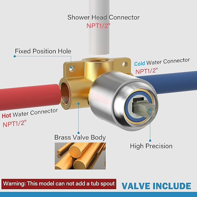 Shower Faucet, Brushed Nickel Shower Faucet Set with 8-Inch Rainfall Showerhead, Single-Handle Shower-Trim Kit Included Valve, Brushed Nickel