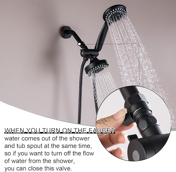 2 Handle Shower Faucet Set with Tub Spout Matte Black Two Handle Tub and Shower Faucets Sets Complete 2 Knod Tub and Shower Trim Kit