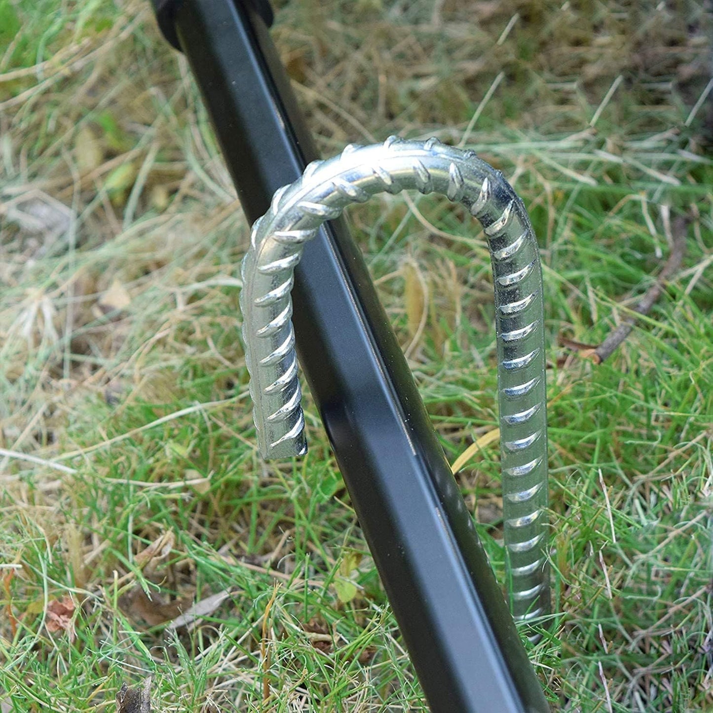 Rebar Stakes 12 Inch, 30 Pack Galvanized Metal Tent Stakes Heavy Duty Ground Stakes, J Hook Steel Fence Stakes for Ground, Outdoor Decoration, Wire Fencing, Gardening