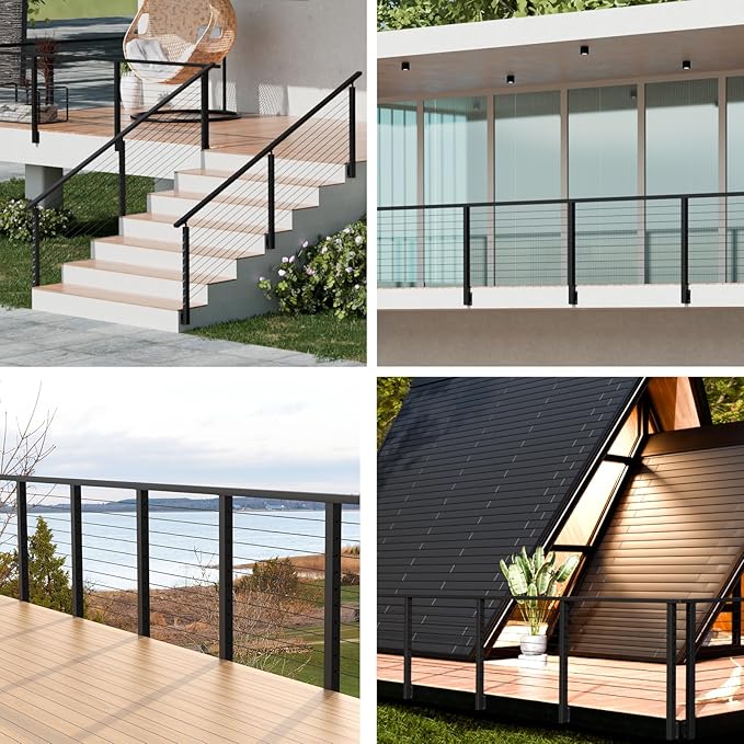 BLIKA 1/8" Black Stainless Steel Cable with Cutter, T316 Marine Grade, Stainless Steel Wire Rope 7x7 Strand Construction, 1850lbs Breaking Strength Aircraft Cable for Deck Railing