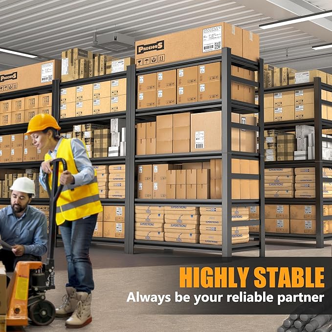 Heavy Duty Commercial Metal Garage Shelving Rack,Adjustable Industrial Steel Storage Shelves for Warehouse, Garage, Basement, 87" H x 47.2" W x 23.6" D, Black