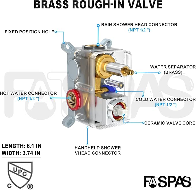 Shower Faucet Set, Shower System with 10 Inch Rain Showerhead and Handheld Shower, Wall Mounted High-Pressure Showerhead Combo Set Included Valve and Trim, Polished Chrome