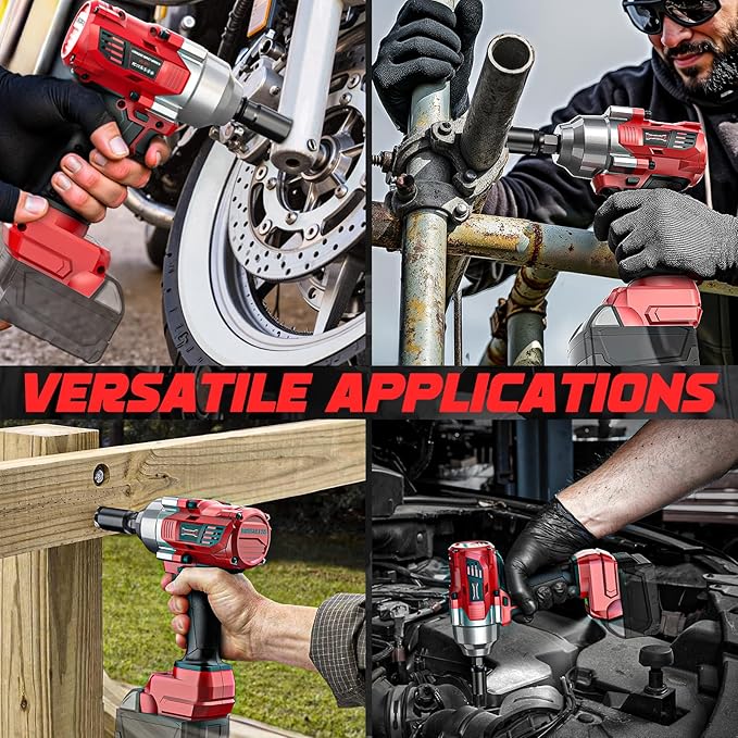 Cordless Impact Wrench 3/8" Compatible with Milwaukee 18v Battery: 600 Ft-lbs High Torque Impact Driver, 3100RPM Brushless Electric Impact Gun with 4-Mode Speed, LED Work Light(Bare Tool)