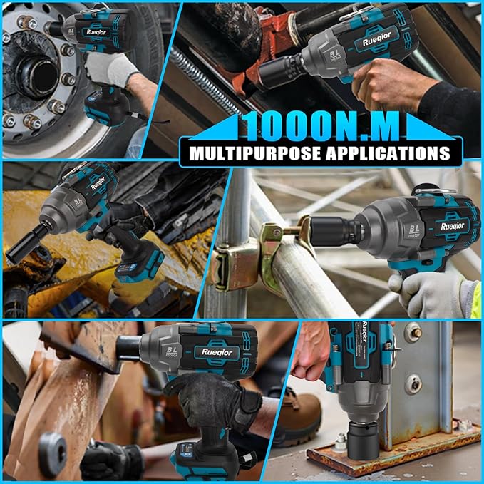 Cordless Impact Wrench 1/2" for Makita 18V Battery, Impact Wrench 1000FT-LBS(1360N.m) High Torque Brushless Electric Impact, with 4 Modes Power Impact Driver for Car, Truck, Mower (No Battery)