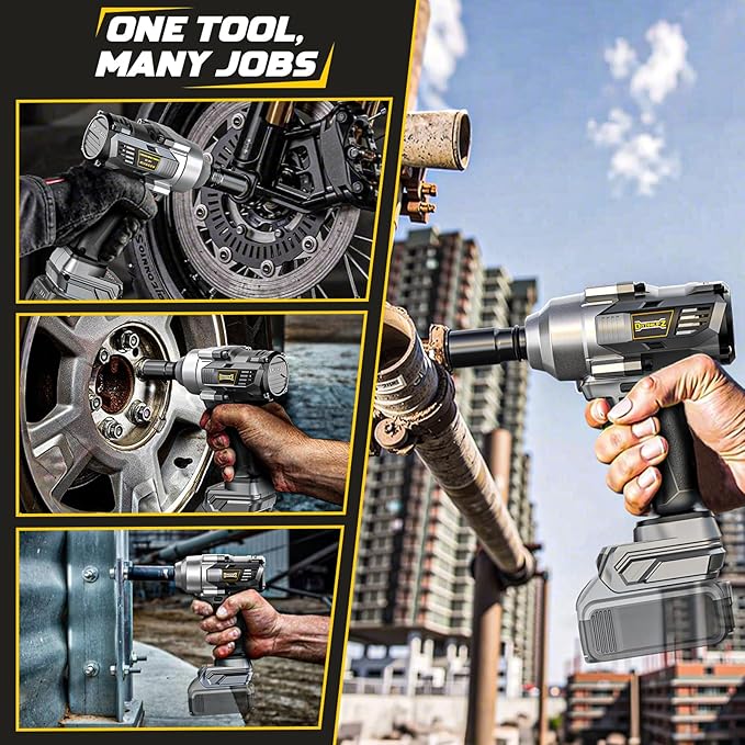 Cordless Impact Wrench 1/2 inch for Dewalt 20V Battery, 750Ft-lbs(1000N. m) Brushless High Torque Power Impact Wrench Gun Tool with LED Work Light and Belt Clip (Battery Not Included)