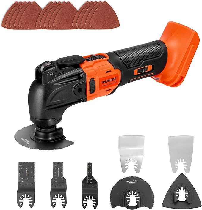 IRONFIST Cordless Oscillating Tool Compatible with DEWALT 20V MAX Battery, Brushless Motor 6 Speed Quick Change Blades, Multi Tool for Cutting Wood, Scraping, Sanding (NO BATTERY)
