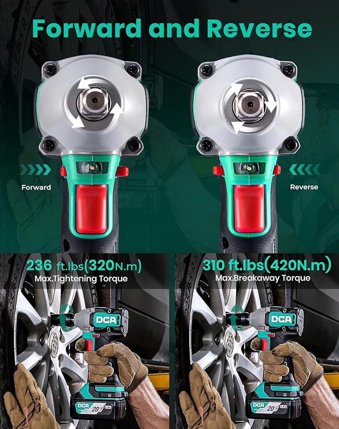 20V Brushless Impact Wrench with 4.0Ah Battery, 1/2 Inch Hog Ring Cordless Impact Gun, 235 Ft-lbs High Torque, 4-Mode Power Wrench for Automotive and DIY