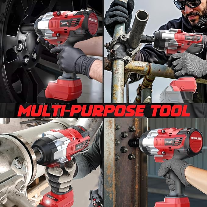 Cordless Impact Wrench 1/2 inch Compatible with Milwaukee 18v Battery, 1700 Ft-lbs High Torque Impact Driver, Brushless Electric Impact Gun with 4 Modes & LED Light for Car, Truck, Mower(Bare Tool)