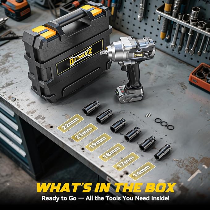 Cordless Impact Wrench 1/2" Compatible with DeWalt 20v Battery, 750 Ft-lbs High Torque Impact Driver with 6Pcs Sockets & Storage Case, Brushless Electric Impact Gun with 4-Speed & LED Light(Bare Tool)