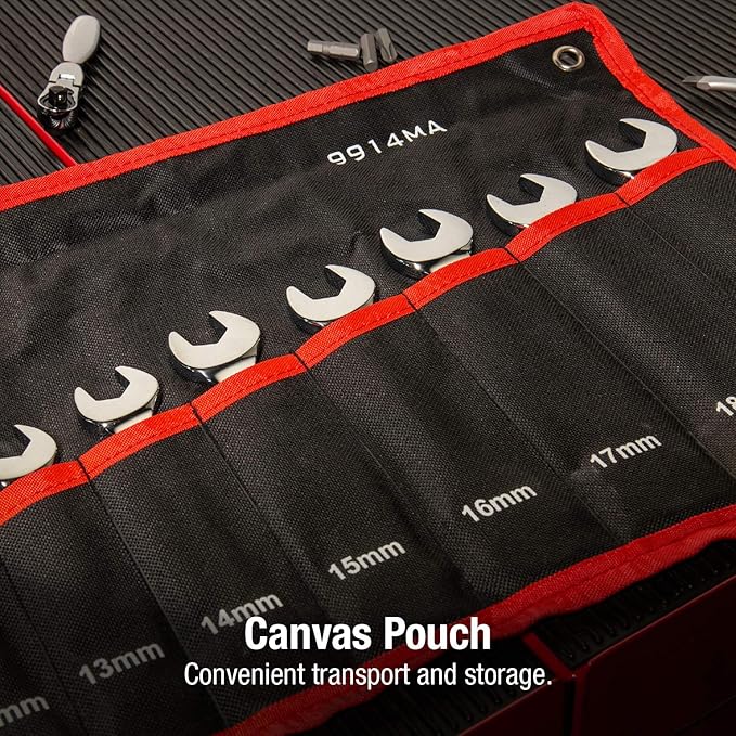 SUNEX TOOLS 9914M Metric Angle Wrench Set, Fully Polished, 6mm - 19mm, 14-Piece