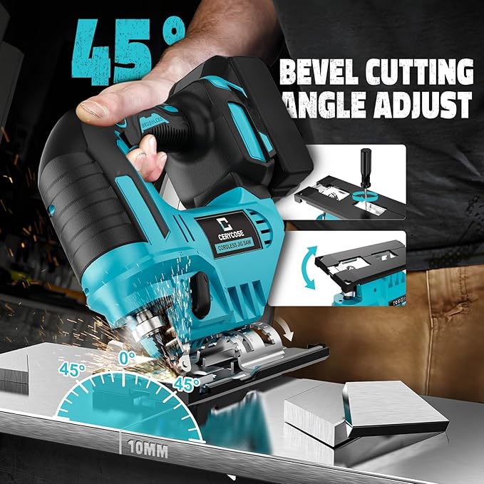 Jigsaw Compatible With Makita 18V Battery, Cordless jig saw tool Brushless Motor, 0°- 45° Bevel Cuts, LED Light with 3 Position Orbital Setting for Straight/Curve/Bevel/Circle Cutting (NO Battery)