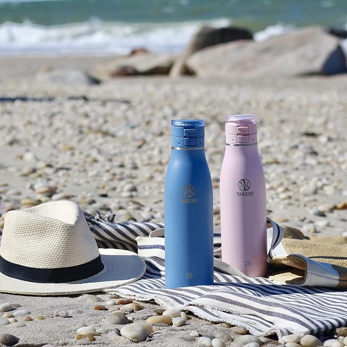 Takeya 25 oz Traveler Stainless Steel Insulated Travel Coffee Mug with Locking Leak Proof Lid, Premium Quality, BPA Free, Aqua