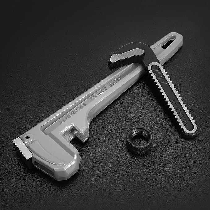 DURATECH 10-inch Heavy Duty Aluminum Straight Pipe Wrench, Adjustable Plumbing Wrench, Drop Forged, Exceed GGG standard
