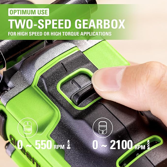 Greenworks 24V Cordless Brushless 1/2" Drill Driver (Metal Chuck /800 in.-lbs. /21 Clutch Position/LED Light), 4Ah USB (Power Bank) Battery and Fast Charger Included
