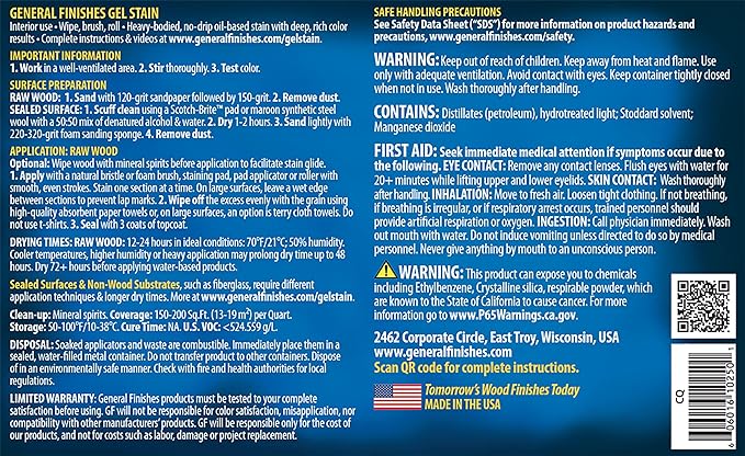 General Finishes Oil Base Gel Stain, 1 Quart, Candlelite