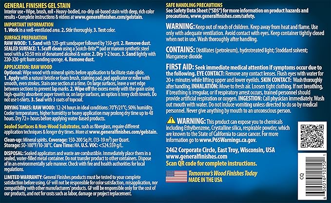 General Finishes Oil Base Gel Stain, 1 Pint, Candlelite