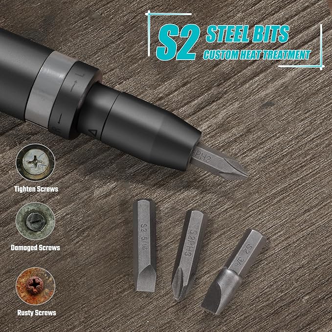 DURATECH 3/8 Inch Drive Manual Impact Driver, Reversible Hand Screwdriver Set, with S2 Steel Bits, 5-Piece, for Tighten/Rusted Fasteners, Organized in Storage Case