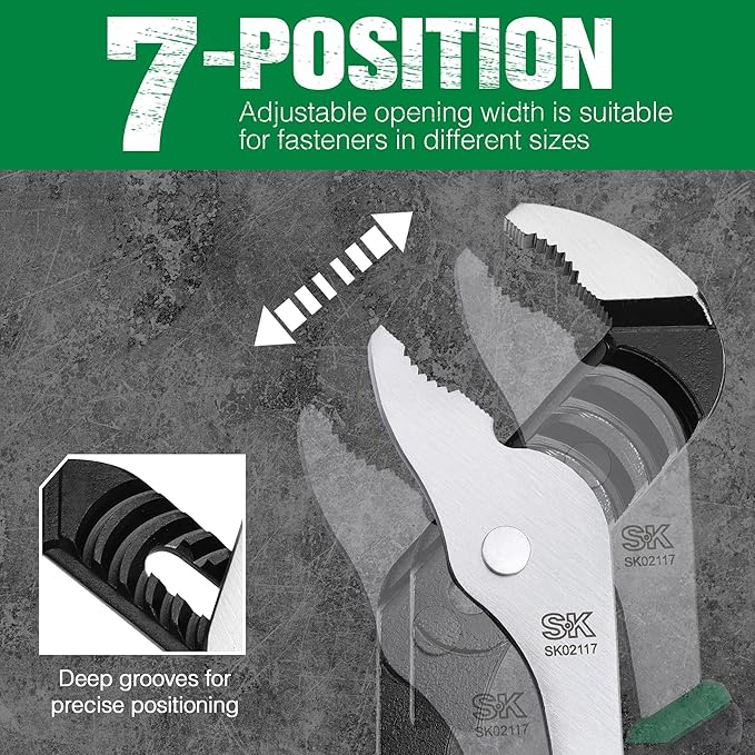 SK 12-Inch Groove Joint Pliers, Water Pump Pliers, Premium CR-V Steel Construction, Serrated Jaw with Comfortable Grips