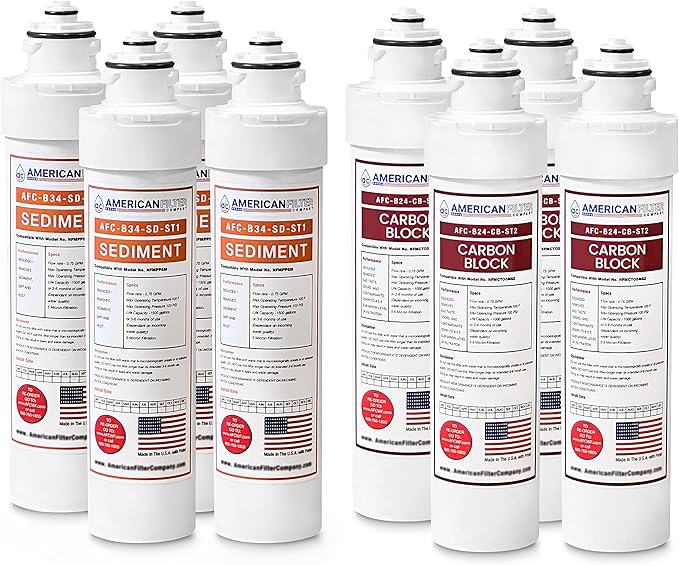 AFC Brand Model # AFC-B2-CMBPK 2-Stage Water Filters Replacement Kit, Compatible with Brio NFMCTO5MS2, NFMCTO5MS3, NFMPP5M and UV Water Cooler CLPOU720UVF3- Made in USA8Pk - AFC-B2-CMBPK-2Y