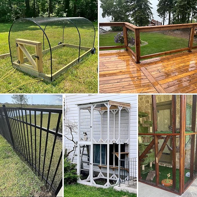 Thinkahead Black Hardware Cloth 1/2 inch 24 X 100 ft 19 Gauge Vinyl PVC Coated Wire Mesh Roll Galvanized Welding Chicken Wire Fencing, Garden Fence, Rabbit Wire, Home Improvement Project.