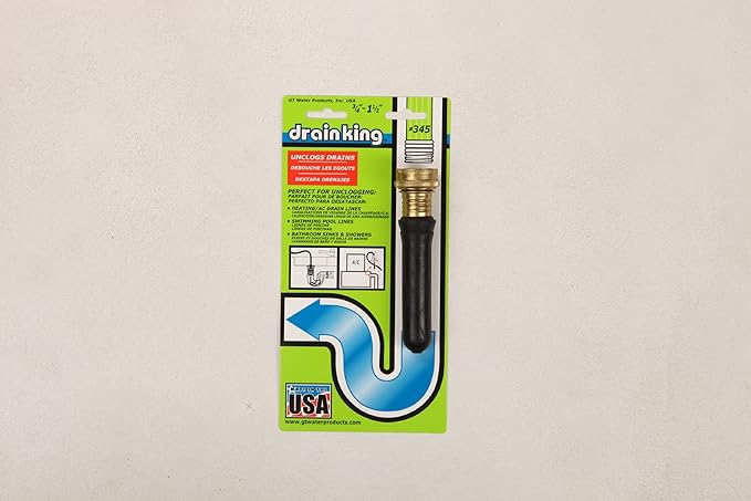 Drain King 345 Unclogs Bathroom Sinks, HVAC Condensation Drain, and Swimming Pool Drains, .75 to 1.5 Inch
