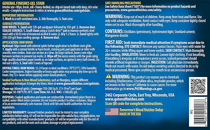 General Finishes Oil Base Gel Stain, 1 Gallon, Brown Mahogany