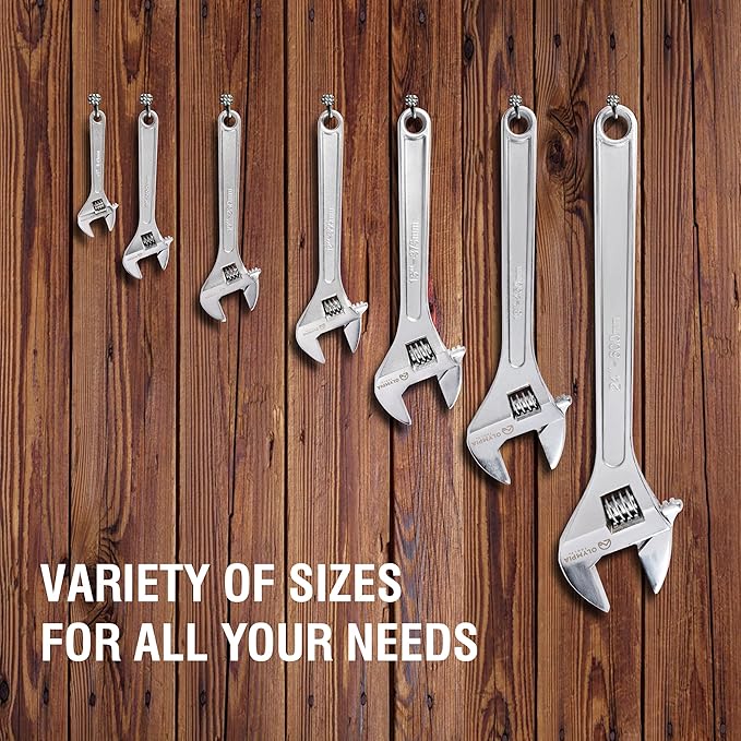 Olympia Tools 10" Adjustable Wrench, Heavy Duty Drop Forged Steel, Chrome Plated, Precision Machined Jaws, Rust Resistant