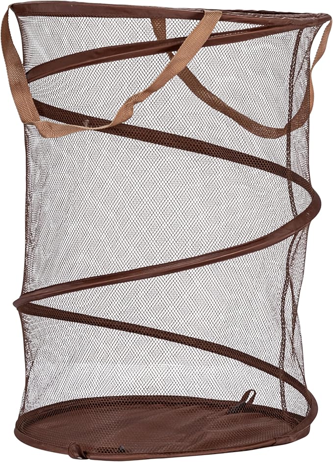 Household Essentials Pop-Up Mesh Laundry Hamper, Brown
