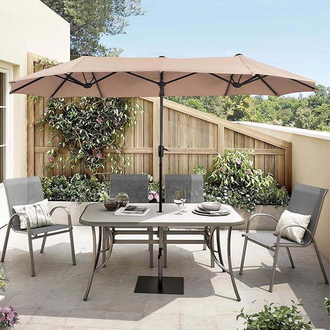 HERA'S PALACE 13 ft Rectangle Patio Umbrellas Large Outdoor Umbrella with Crank Powerful UV Protective Table Umbrella Outdoor Patio for Backyard, Pool, Garden, Deck