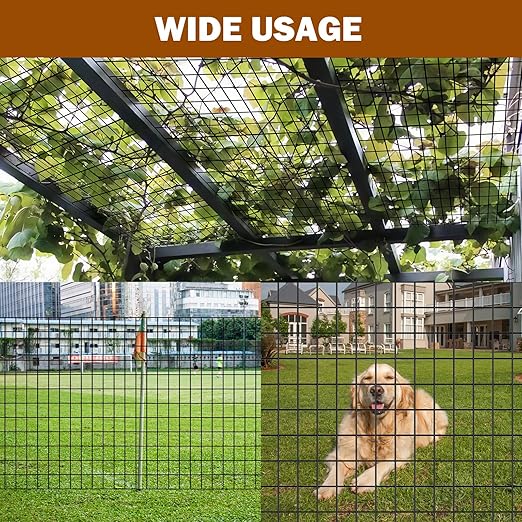 Black Chicken Wire Fencing 16 Gauge, PVC Coated Welded Mesh Fence 2" x 3" Gap, for Vegetable Garden, Yard, Little Animal Protection, Baby Care, and Pet Enclosures DIY Projects 24" x 50 ft