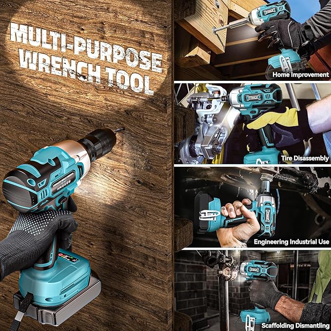 Cordless Impact Wrench Compatible with Makita 18v Battery: 250Ft-lbs(340N.m) 3/8" Brushless Electric Impact Gun, 2400RPM High Torque Impact Driver, Power Impact Wrench, Bare Tool Only