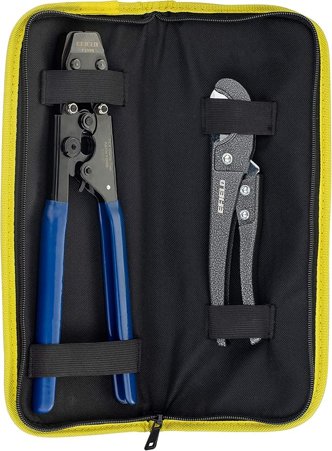 EFIELD Pex-b Pipe Tubing/Tool Combo Blue & Red 1/2 inch 2x 100 ft Rolls 200 Ft Length for with Pex Cinch Clamp Crimping Tool and Pipe Cutter In Heavy-Duty Canvas Bag,(E99KIT)