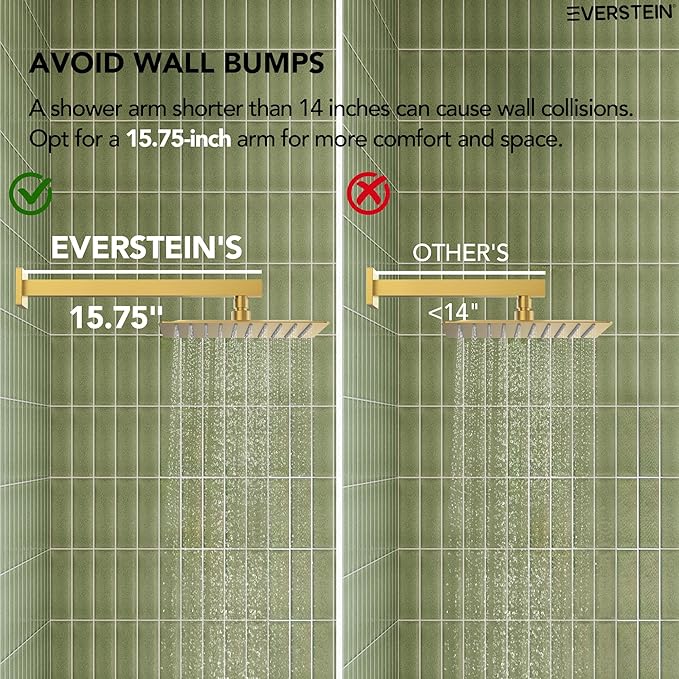 Shower Tub Faucet Set, 10" Bathroom Rainfall Shower Head Fixtures Combo with Handheld Spray and Tub Spout, Brushed gold